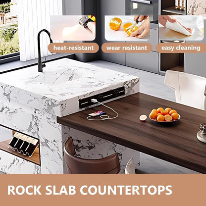 85” - 101” Cozy Elegant Kitchen Island Includes Wood Grain Design (No Chair)