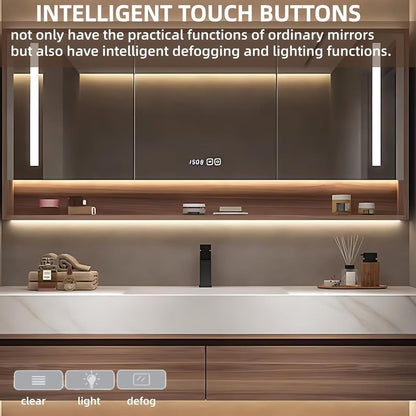 52'' Modern Bathroom Vanity Sinks Set with LED Defog Mirror