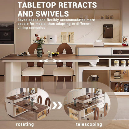 57” - 73” Retro Modern Kitchen Islands with Storage and Wheels (No Chair)