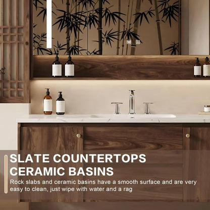 40” - 64” Elegant Vintage Bathroom Vanity with Smart Defogging Mirror Cabinet