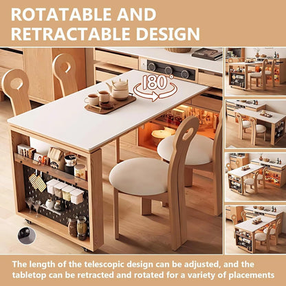 67” – 75” Exquisite Simple Kitchen Island Includes Glass Cabinet for 2-6 Person