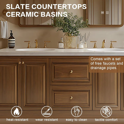 68” - 96” Modern Simple Bathroom Vanity Includes Rectangle Mirrors