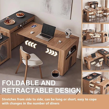 59” Practical Natural Kitchen Island Includes Extra Independent Island