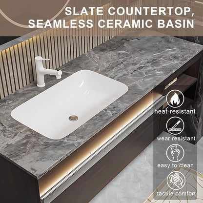 40” – 72” Light Luxury Bathroom Vanity with Sensor Light and Glass Door Side Cabinet