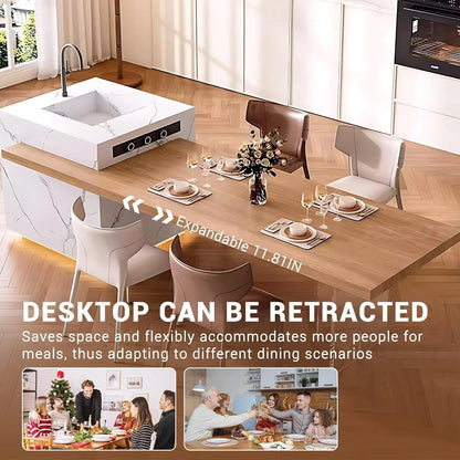 92” - 100” Simple Natural Kitchen Island Includes White Patterned Platform (No Chair)