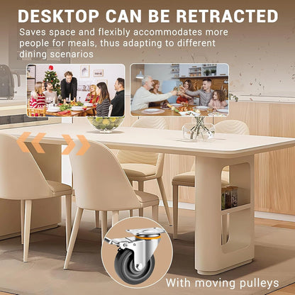 87”-102” White Minimalist Kitchen Island Includes Visualize Stripe Panel