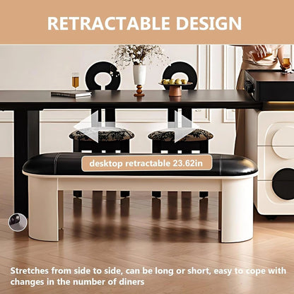 67” - 83” Minimalist Kitchen Island Includes Black and White Design & Ambient Light Strip (No Chair)