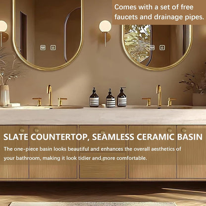 64” - 96” Modern Exquisite Bathroom Vanity Includes Seamless Ceramic Sink