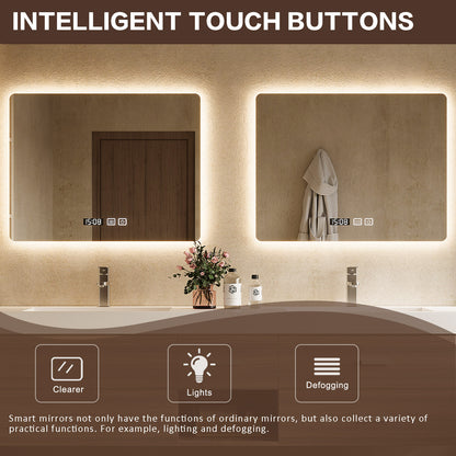 56"- 78" Floating Modern Bathroom Vanity with Double Sinks and LED Smart Defog Mirror