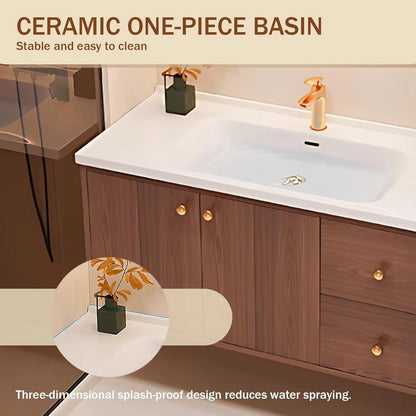40” - 56” Minimalist Floating Bathroom Vanity Includes Three-Tier Storage Space