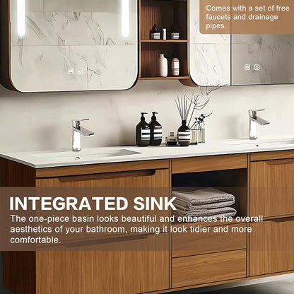 60” - 78” Modern Bathroom Vanity Includes Symmetrical Drawer & Square Mirror