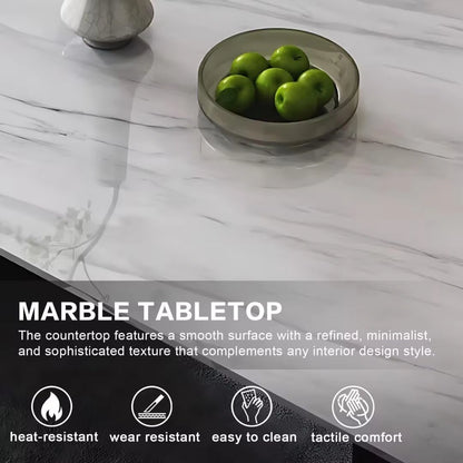 55” - 71” Marble Dining Table with Distinctive Natural Veining (No Chair)