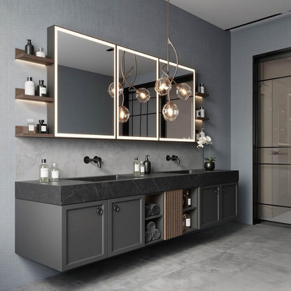 64''-110'' Floating Bathroom Vanity with Double Sink Includes Shaker Frame
