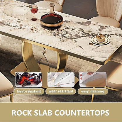 Elegant Exquisite Kitchen Island Includes Unique Shape Base & Movable Table (No Chair)