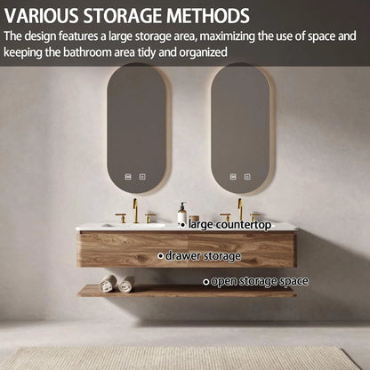 60” - 78” Double Sink Bathroom Vanity with Smart Anti Fog Mirror