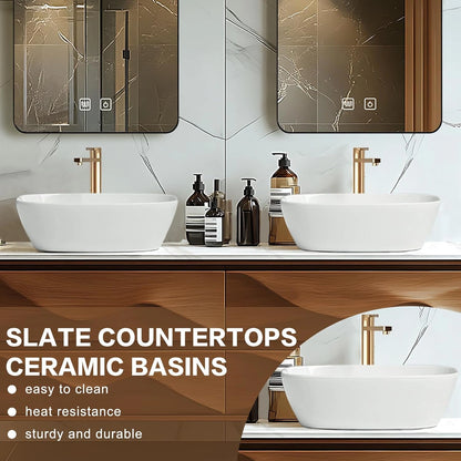 60” - 78” Simple Art Bathroom Vanity Includes Wave Texture Design & Double Sinks