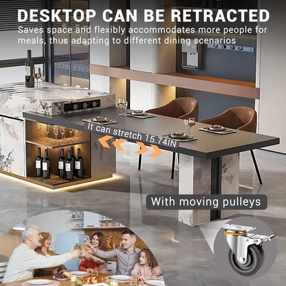 87” - 98” Exquisite Kitchen Island Includes Corner Open Storage Compartment (No Chair)