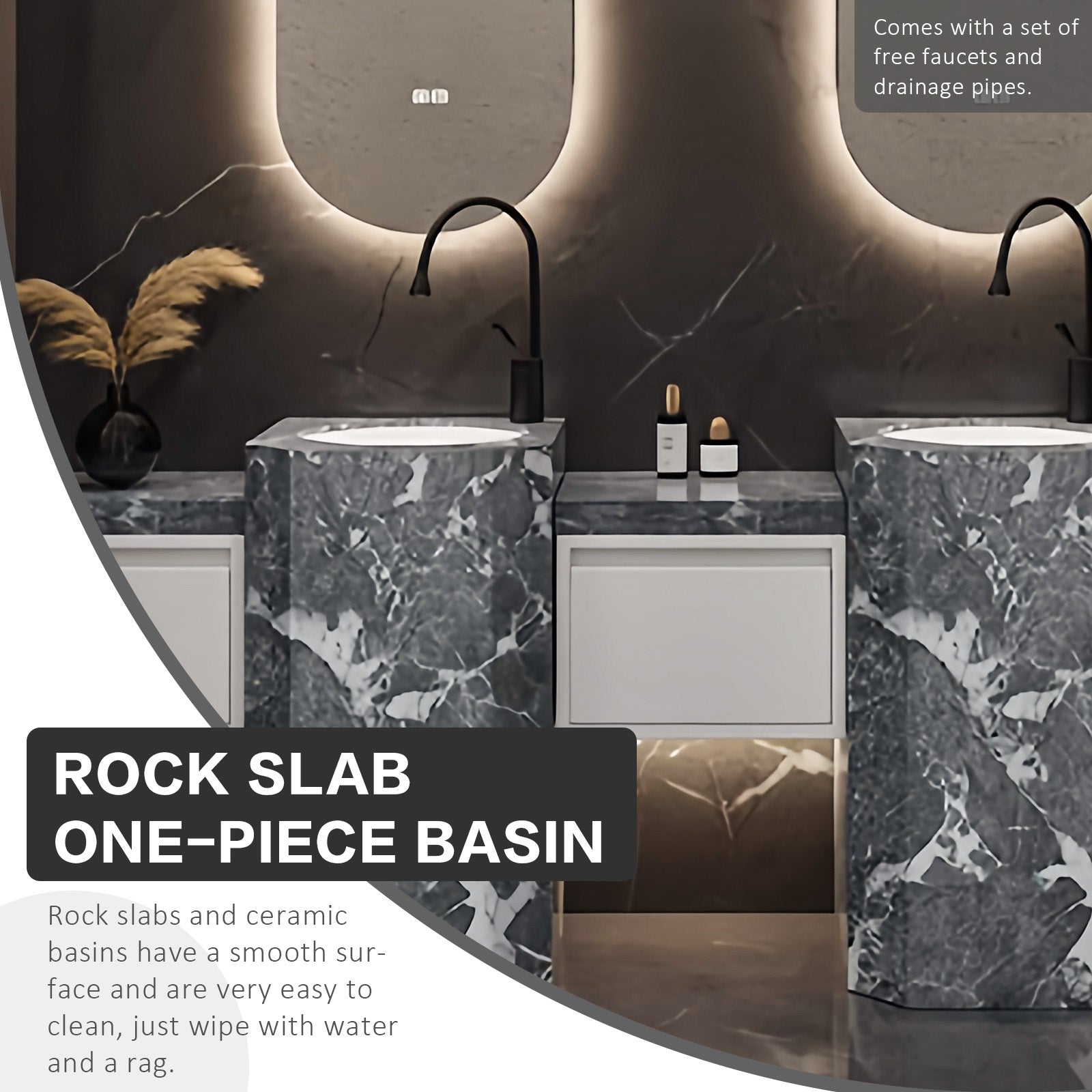 SALE(In-Stock Enjoy Fast Delivery)72" Bathroom Vanity With Oval Smart Mirror  and Double Sink