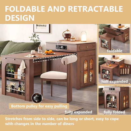 80” Retro Luxury Kitchen Island with Side Opening Storage Shelves (No Chair)