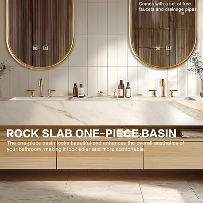 92'' Modern Bathroom Vanity Set with Modern Log Style&Defog Mirror