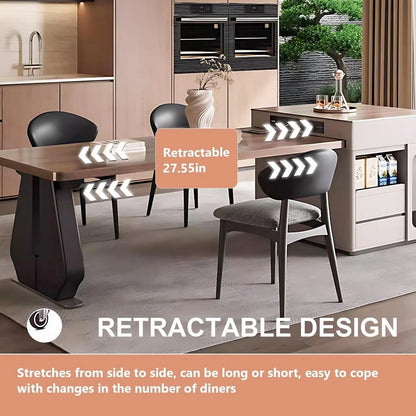 81” Modern Log Kitchen Island Includes Trapezoidal Base and Open Shelf (No Chair)