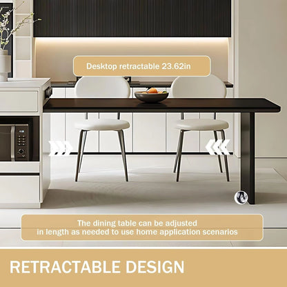 51” - 79” Modern Minimalist Kitchen Island with Storage Includes Sliding Rail Socket (No Chair)