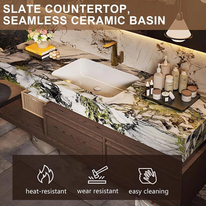 40” – 64” Retro Unique Bathroom Vanity Includes Green Textured Countertop