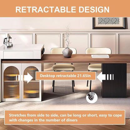 76“ – 84” French Exquisite Kitchen Island Includes Glass Stripe Door