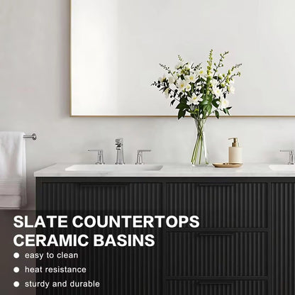 60” - 84” Freestanding Bathroom Vanity Includes Vertical Stripe Design