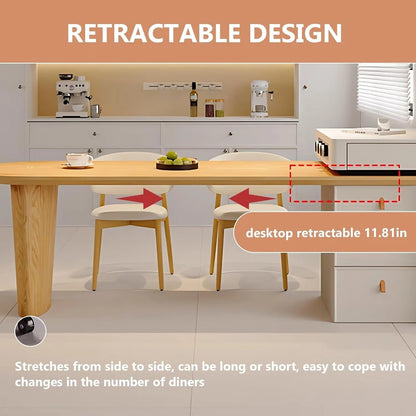 58” - 74” Unique Log Kitchen Island Includes Movable Guide Socket & Retractable Table (No Chair)