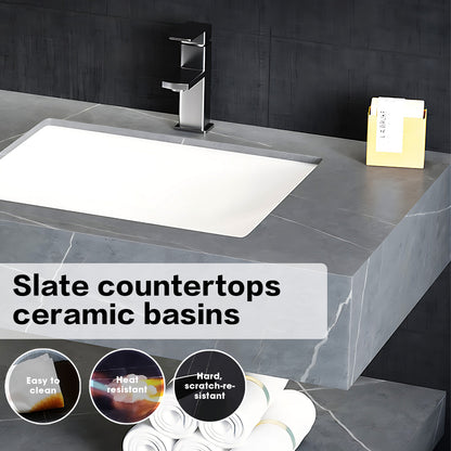 52"- 78" Open Storage Bathroom Vanity Set with LED Mirror and Double Ceramic Sink