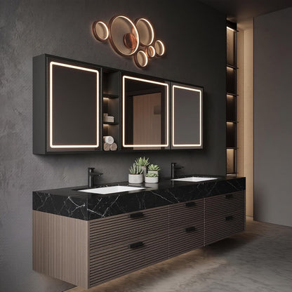 72‘’-110‘’ Modern Bathroom Vanity with Sinks Includes 6 Deep Drawers and 3 Mirrors