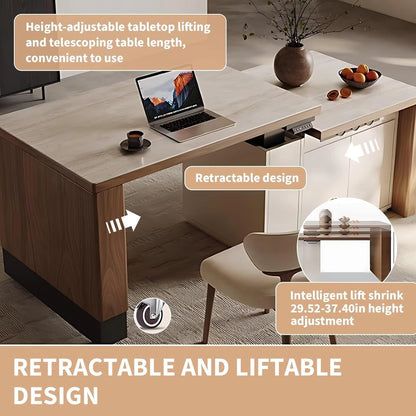 79” Simple Comfortable Kitchen Island Includes Retractable and Liftable Design (No Chair)