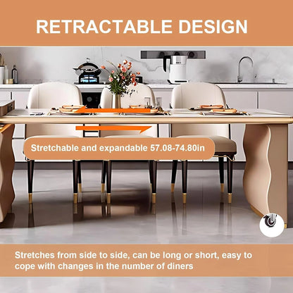 87” Modern Luxury Kitchen Island with Retractable Dining Table (No Chair)