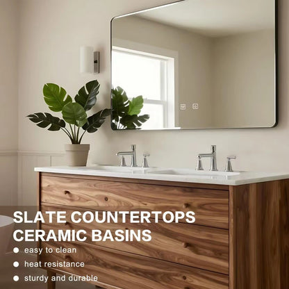 60” - 84” Nordic Vintage Bathroom Vanity with Ceramic Seamless Sink