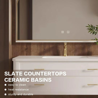 40” - 64” French Luxury Bathroom Vanity Includes Gilded Arch Carved Mirror