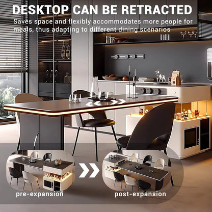 98” Modern Minimalist Kitchen Island Includes Open Island Glass Sliding Door (No Chair)