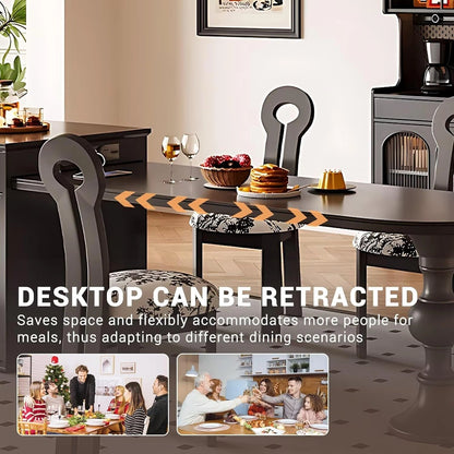 89” - 96” American Black Kitchen Island with Striped Glass Storage Door (No Chair)