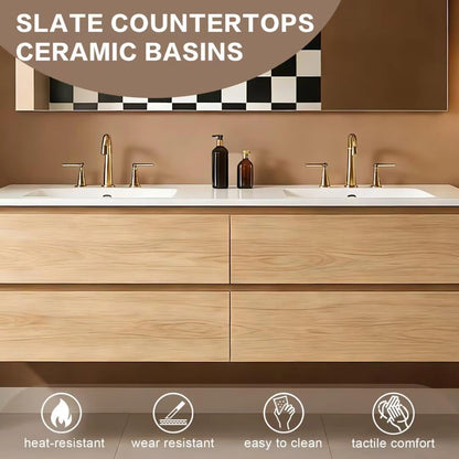 60” - 84” Cozy Log Bathroom Vanity with Seamless Ceramic Basin