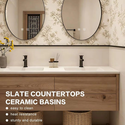 60” - 84” Retro Rustic Bathroom Vanity Includes Open Shelving