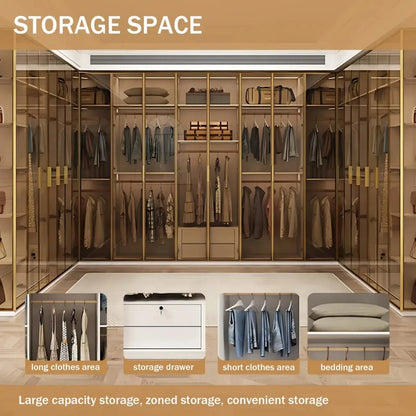 24‘’-94‘’ Modern Wardrobe Includes Transparent and Spacious Storage Space