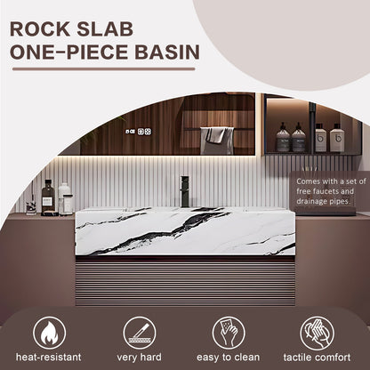 56"- 72" Floating Bathroom Vanity with Single Sink and Smart LED Mirror Cabinet