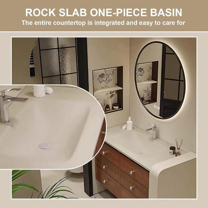 40” - 64” Spacious Bathroom Vanity Includes Circle LED Defogging Mirror