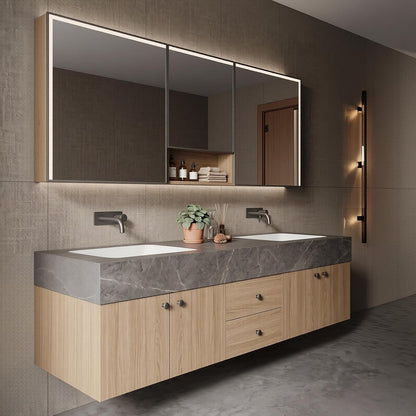 52‘’-110‘’ Modern Bathroom Vanity Sinks Set Includes Finish Sintered Stone Top