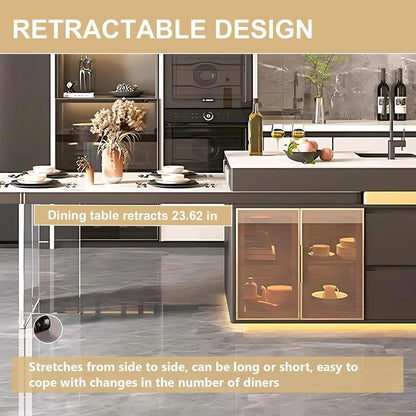 71” - 79” Modern Luxury Kitchen Island with Retractable Dining Table (No Chair)