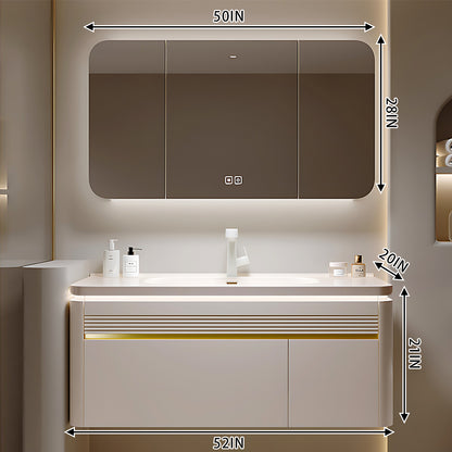 40"- 60" Floating Bathroom Vanity Set with Sensor Light, Defogging Mirror Cabinet, Integrated Sink