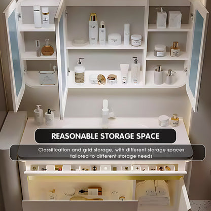 40"- 60" Floating Bathroom Vanity Set with Sensor Light, Defogging Mirror Cabinet, Integrated Sink