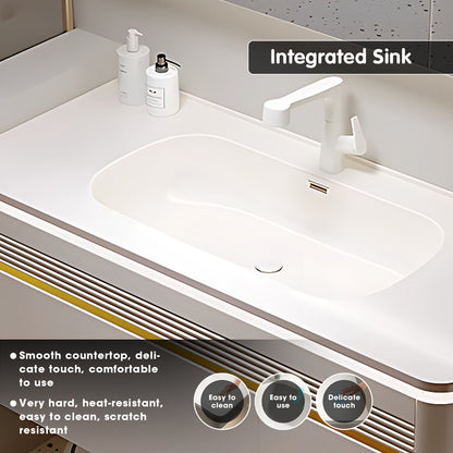 40"- 60" Floating Bathroom Vanity Set with Sensor Light, Defogging Mirror Cabinet, Integrated Sink