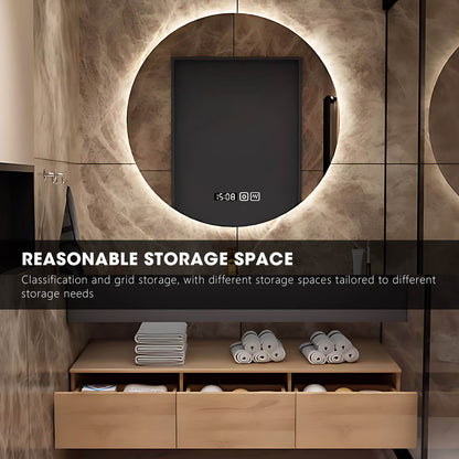 40"- 60" Wall Mount Bathroom Vanity Set with Backlit  Round Mirror and Single Sink