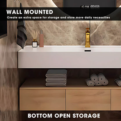 40"- 60" Wall Mount Bathroom Vanity Set with Backlit  Round Mirror and Single Sink